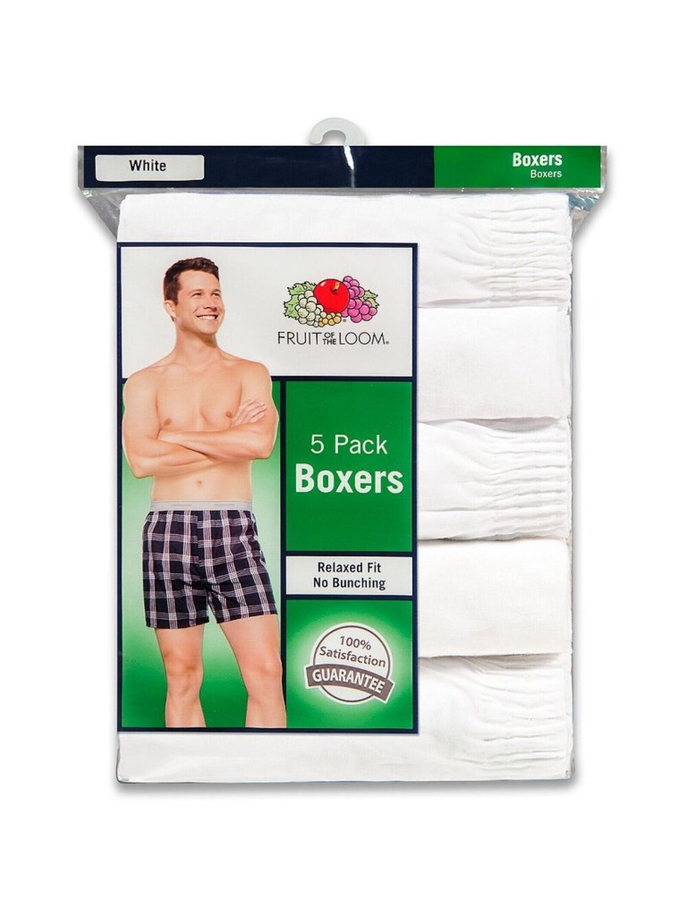 Fruit Of The Loom Size S 28-30 Boxers Mens 5-Pack White Relaxed Fit NEW